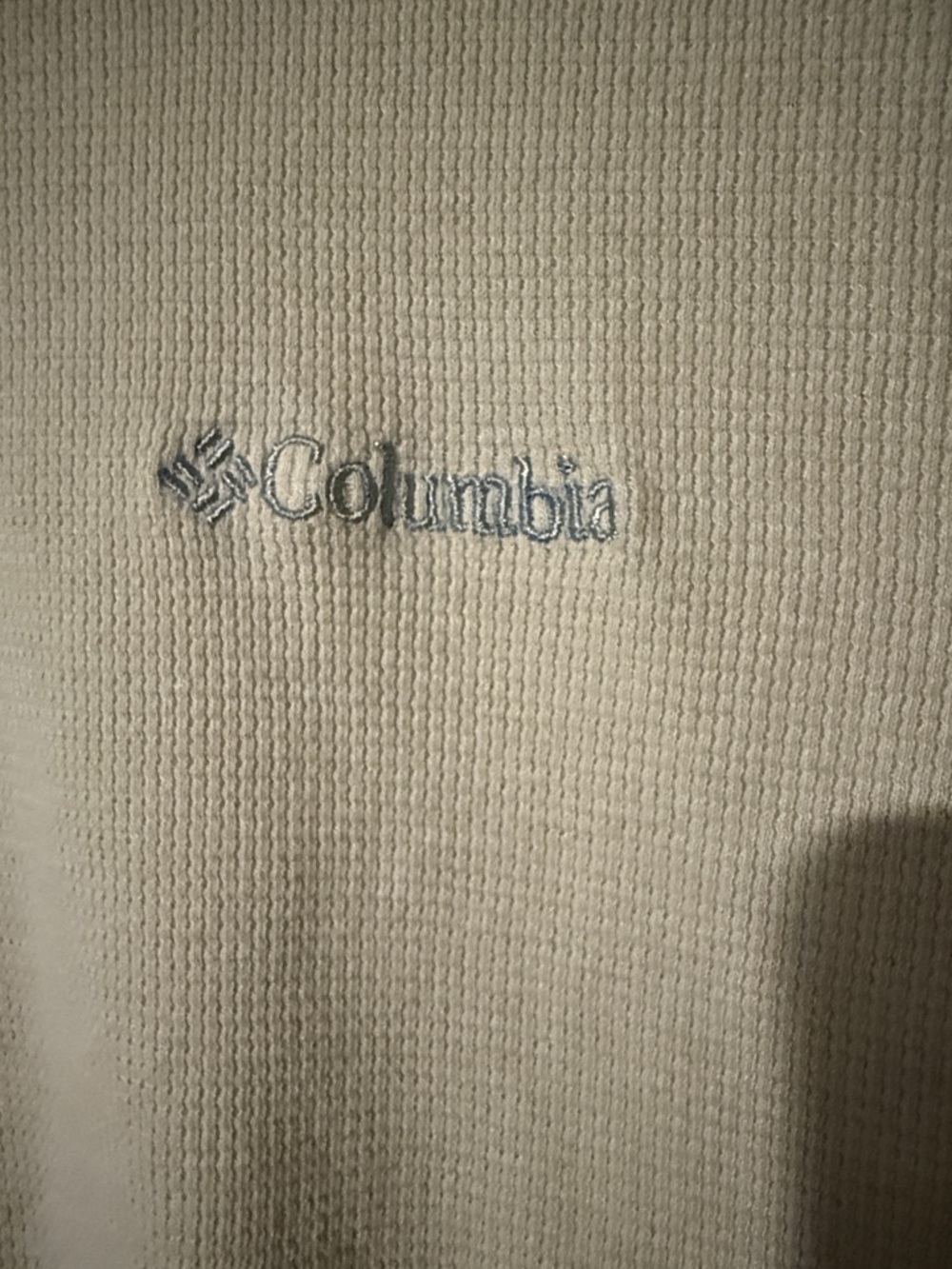 Columbia Two-Tone Waffle Long Sleeve Shirt - Cream & Gray - Picture 2 of 5